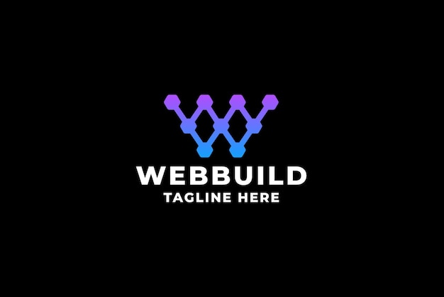 Vector templata de logotipo de la página web letter w pro