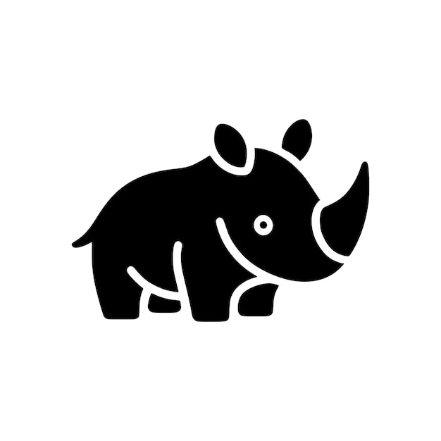 Templata de logotipo de rinoceronte lindo con icono de silueta de rinocerontes africanos en peligro de extinción