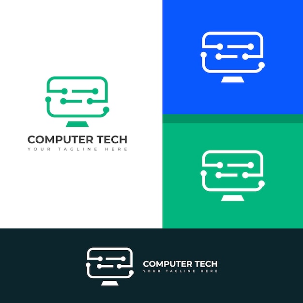 Templata de logotipo de tecnología informática Diseño de logotipo vectorial de desarrollo de software
