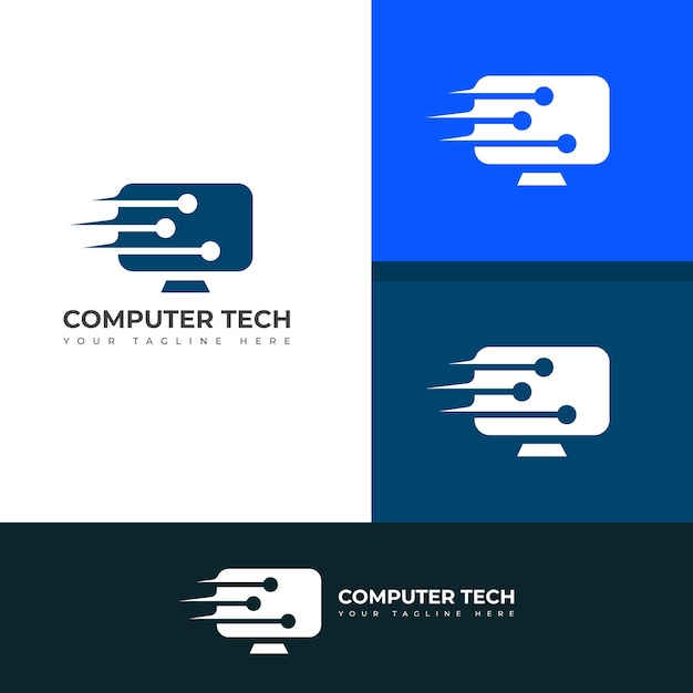 Templata de logotipo de tecnología informática Diseño de logotipo vectorial de desarrollo de software