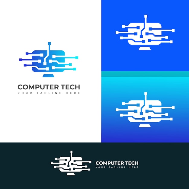 Templata de logotipo de tecnología informática Diseño de logotipo vectorial de desarrollo de software