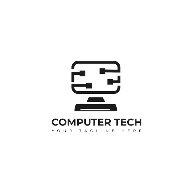 Templata de logotipo de tecnología informática Diseño de logotipo vectorial de desarrollo de software