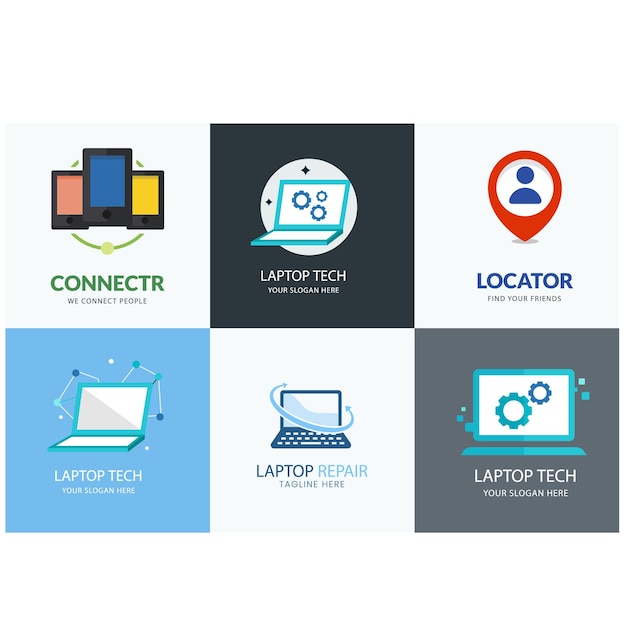 Templata de logotipo de tecnología informática Diseño de logotipo vectorial de desarrollo de software