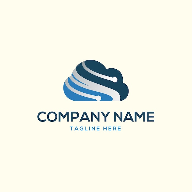 Templata de logotipo vectorial de diseño de la empresa de alojamiento en la nube