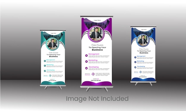 Templata de negocio vectorial de diseño de carteles corporativos enrollables