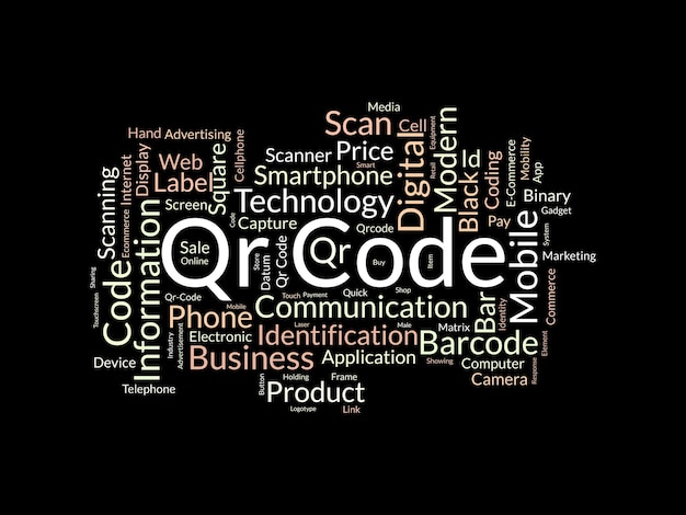 Templata de nube de palabras de código Qr Fondo vectorial de concepto de negocio