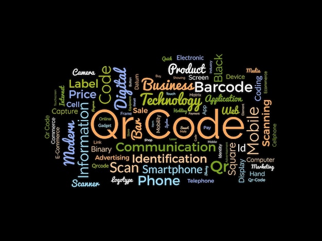 Templata de nube de palabras de código Qr Fondo vectorial de concepto de negocio