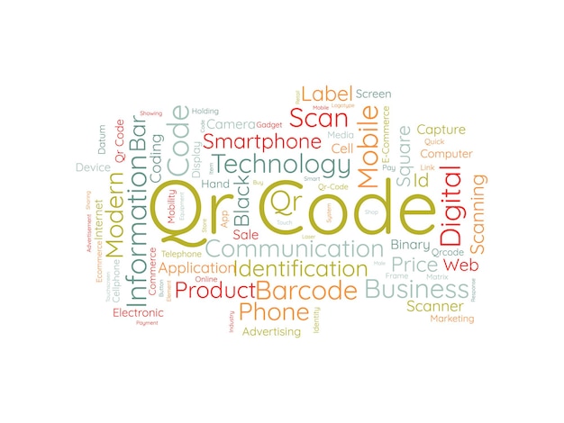 Templata de nube de palabras de código Qr Fondo vectorial de concepto de negocio