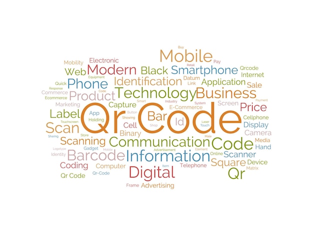 Templata de nube de palabras de código Qr Fondo vectorial de concepto de negocio