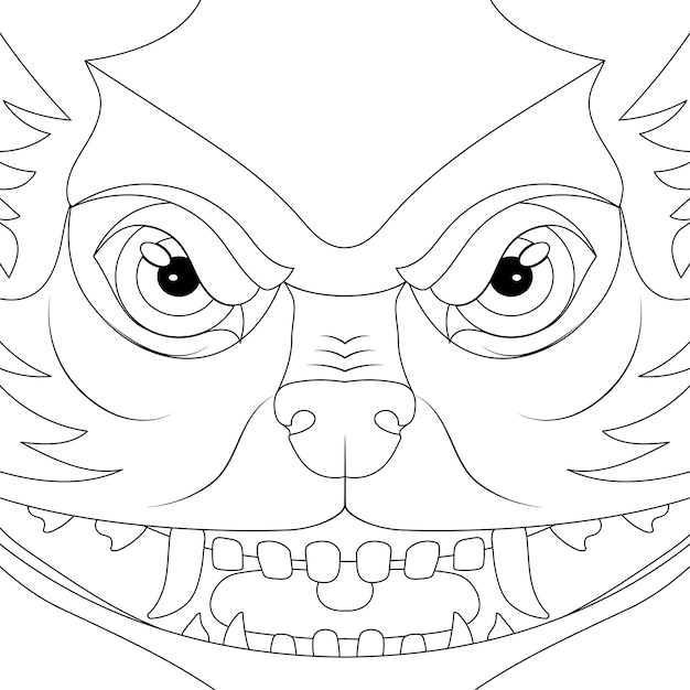TEMPLATA de página para colorear la cara de un lobo