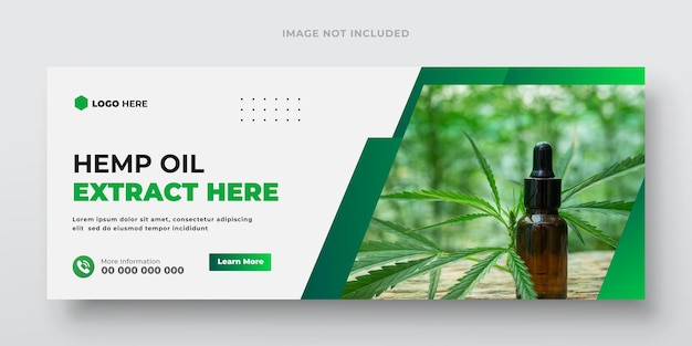 Templata de paquete de diseño de productos para publicaciones en redes sociales y banners web de aceite de cáñamo orgánico