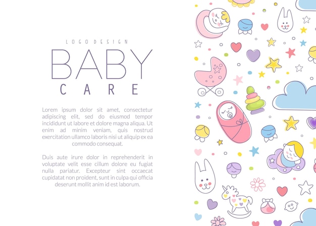 Templata de póster de cuidado de bebés con ilustración vectorial de Copyspace