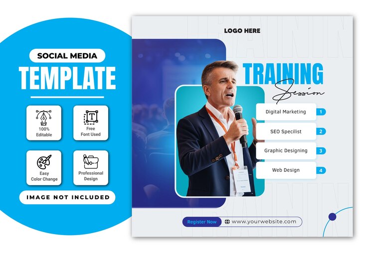 Templata de promoción de marketing de redes sociales después del taller de transmisión en vivo de concepto creativo