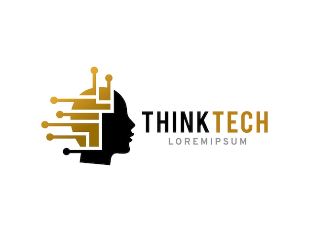 Templata de símbolo o icono del logotipo de la tecnología Think
