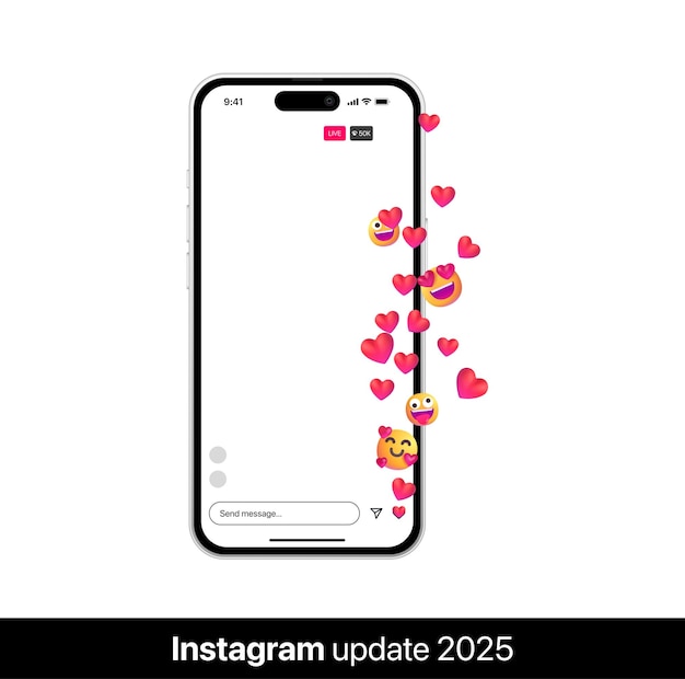 Templata de tamaño de cuadrícula de instagram actualización 2025 aplicación de red social modo de diseño de maqueta de interfaz UI