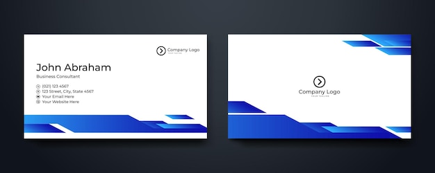 Templata de tarjeta de visita azul y blanca diseño abstracto lujo moderno