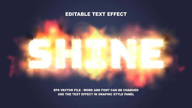 Templata vectorial 3D de efecto de texto editable para brillar