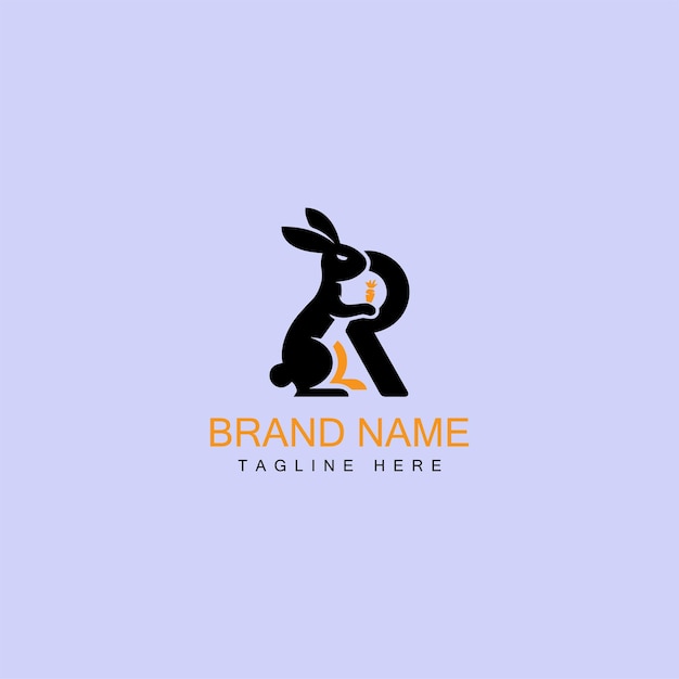Templata vectorial de diseño creativo del logotipo de la letra R conejo