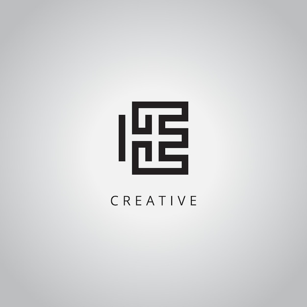 Templata vectorial de diseño del logotipo comercial de la letra inicial única HE EH