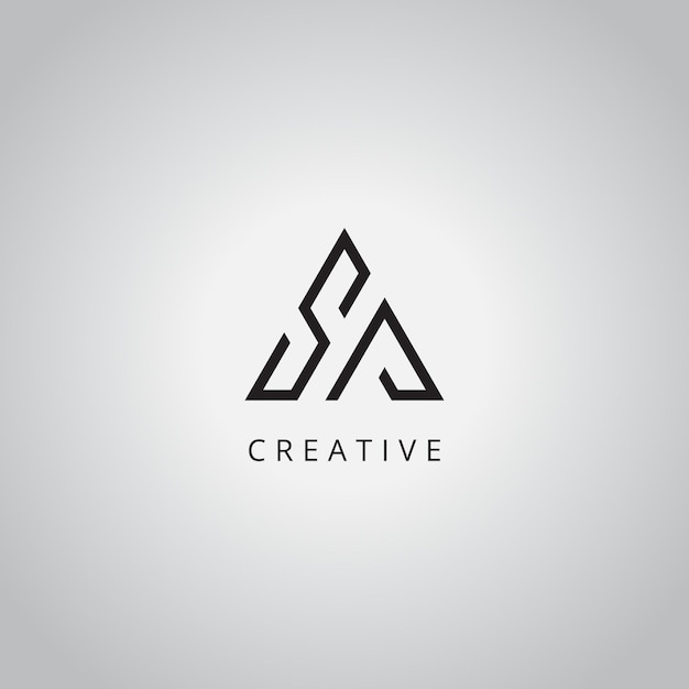 Templata vectorial de diseño de logotipo empresarial de la letra inicial única SA AS
