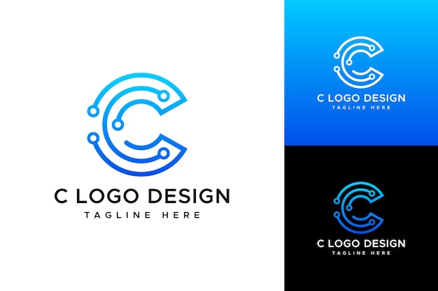 Templata vectorial de diseño del logotipo de la letra C Tech