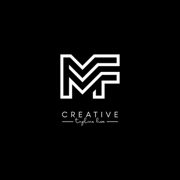 Templata vectorial de diseño de logotipo de línea elegante basada en la inicial de la letra única creativa MF FM