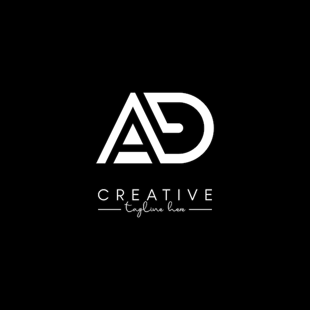 Templata vectorial de diseño de logotipo de línea elegante basada en letras originales AD DA creativas