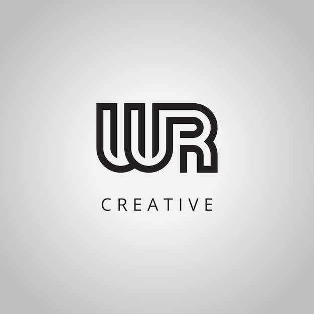 Templata vectorial de diseño de logotipo de negocio de Creative Minimal WR RW Letter