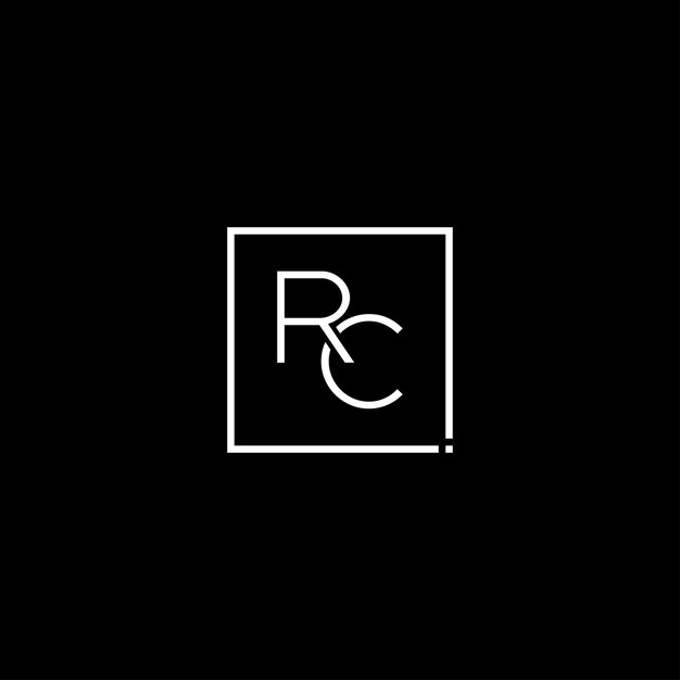 Templata vectorial de estilo RC de iniciales creativas en monograma para las letras iniciales R y C