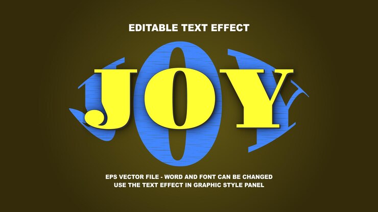 Vector templata vectorial joy 3d con efecto de texto editable