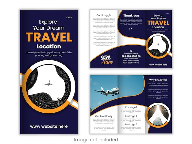 Template de folleto de viajes triplo Agencia de viajes creativa y profesional Trifold Brochure Layout T