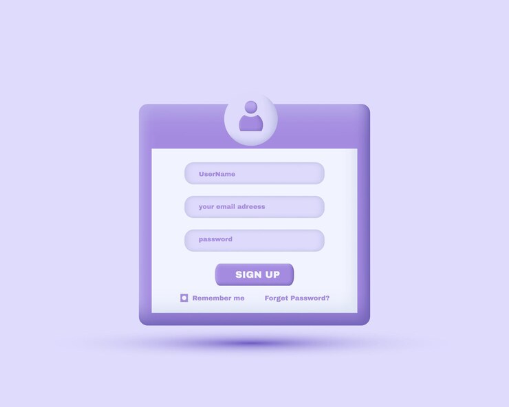 Vector template de inicio de sesión de miembro 3d sitio web computadora móvil aislada en