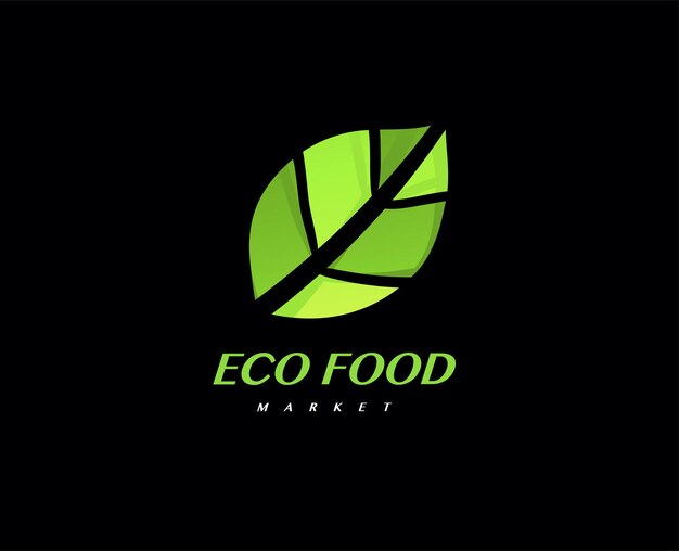 Template de logotipo del mercado de alimentos ecológicos y saludables Icono de productos verdes vectorial