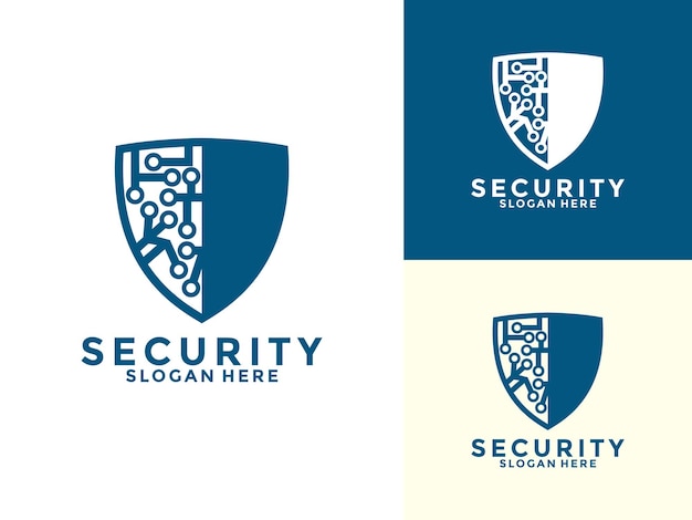 Template vectorial del logotipo de Tech Secure and Protection El diseño del logotipo del escudo de seguridad cibernética de Tech con un concepto moderno
