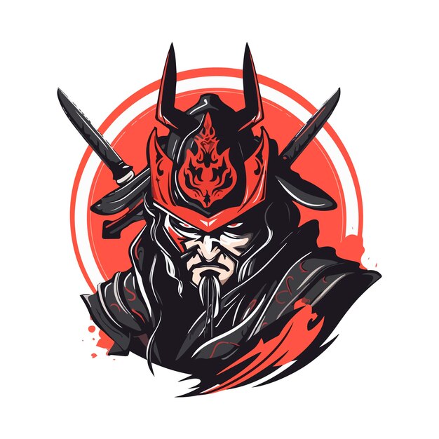 Vector templato de logotipo de la mascota vectorial de juegos de esports de guerreros samuráis japoneses