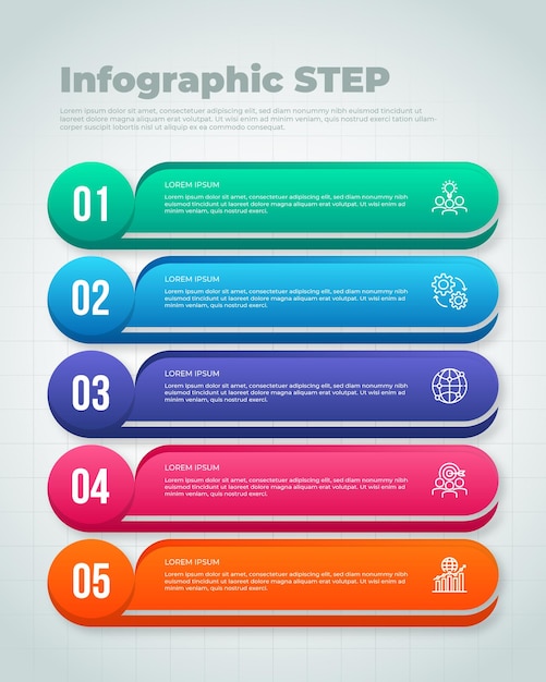 TEMPLE INFOGRAFICO de la estrategia de crecimiento de los cinco pasos