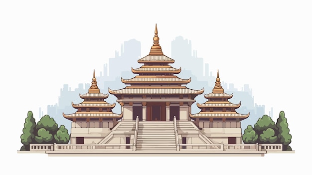 Templo del budismo Arte de píxeles de dibujos animados Vector aislado