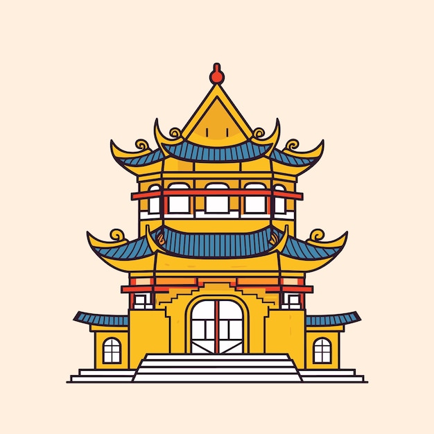 Templo budista monasterio símbolo budista casa de pagoda vector edificio religioso