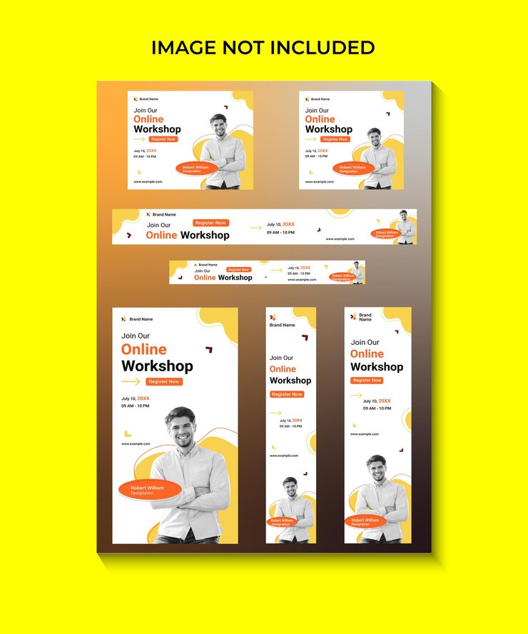 Vector templo de conjunto de anuncios de banners web para seminarios web de negocios en línea