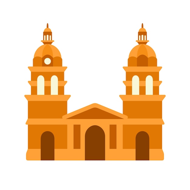 Templo cristiano en córdoba, argentina. ilustración de vector de estilo plano.