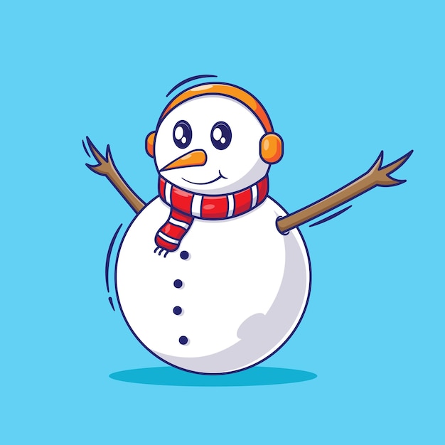 Templo de diseño de dibujos animados de muñecos de nieve bonitos ilustración de personajes diseño plano vectorial para celebrar el invierno