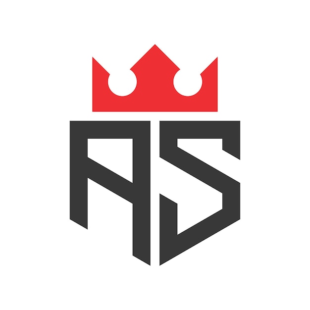 Templo de diseño del logotipo AS de la corona de la corona en la letra AS
