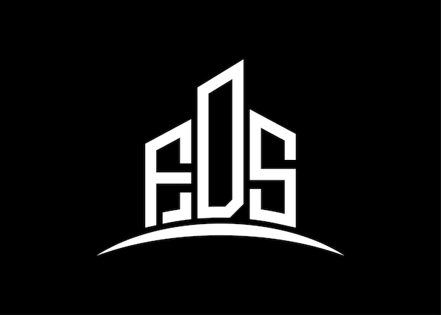 Templo de diseño de logotipo de monograma vectorial de construcción de FDS con letras Forma de edificio Logotipo de FDS
