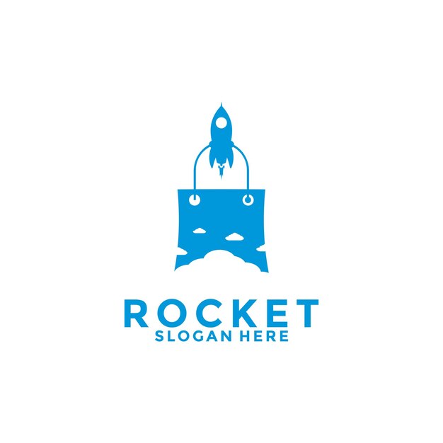 Templo de diseño de logotipo de la tienda con cohete Template de diseño de Logotipo de inspiración de la tienda