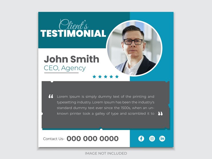 Templo de diseño minimalista de testimonio o retroalimentación del cliente