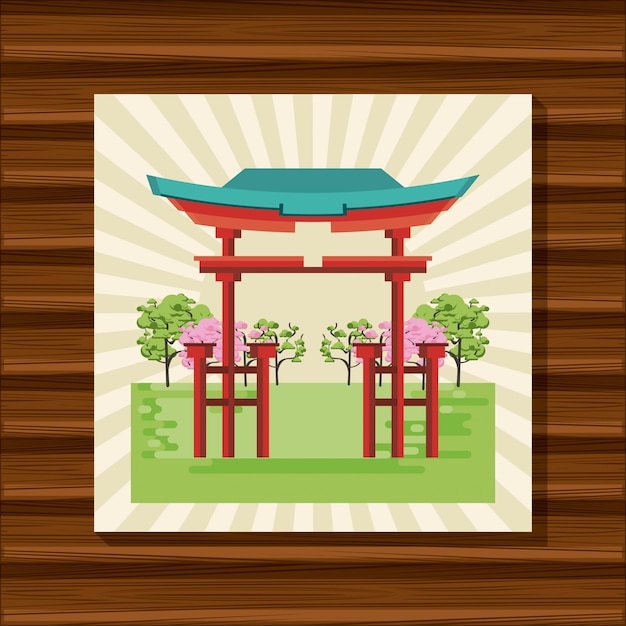 Vector templo japones en la naturaleza