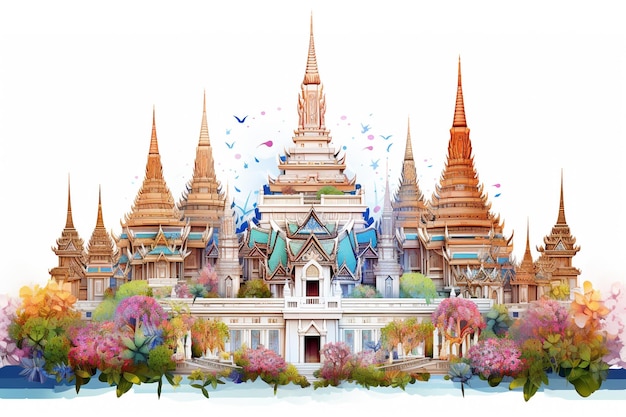 Vector templo de mármol de bangkok tailandia wat benchamabophit bangkok atracción turística de la asombrosa tailandia