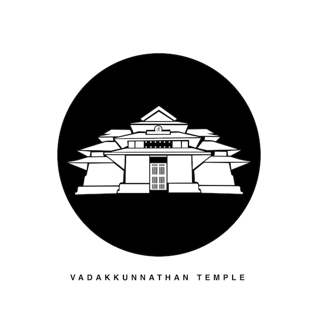 Templo de Sri Vadakkunnathan Icono de vector de Thrissur Icono del templo de Lord Vadakkunnathan
