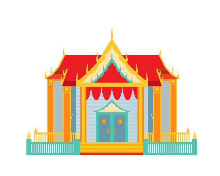 Vector templo tailandés rústico tradicional de phra prang en bangkok