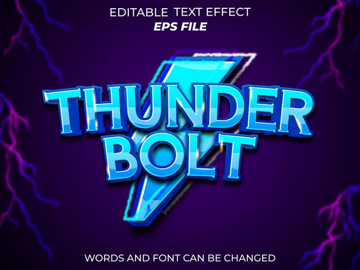 Vector templo vectorial de texto 3d de tipografía editable con efecto de texto de trueno